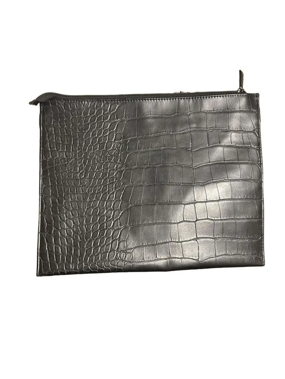 BEIS‎ Black Croc Embossed Zip Pouch Clutch Organizer Bag